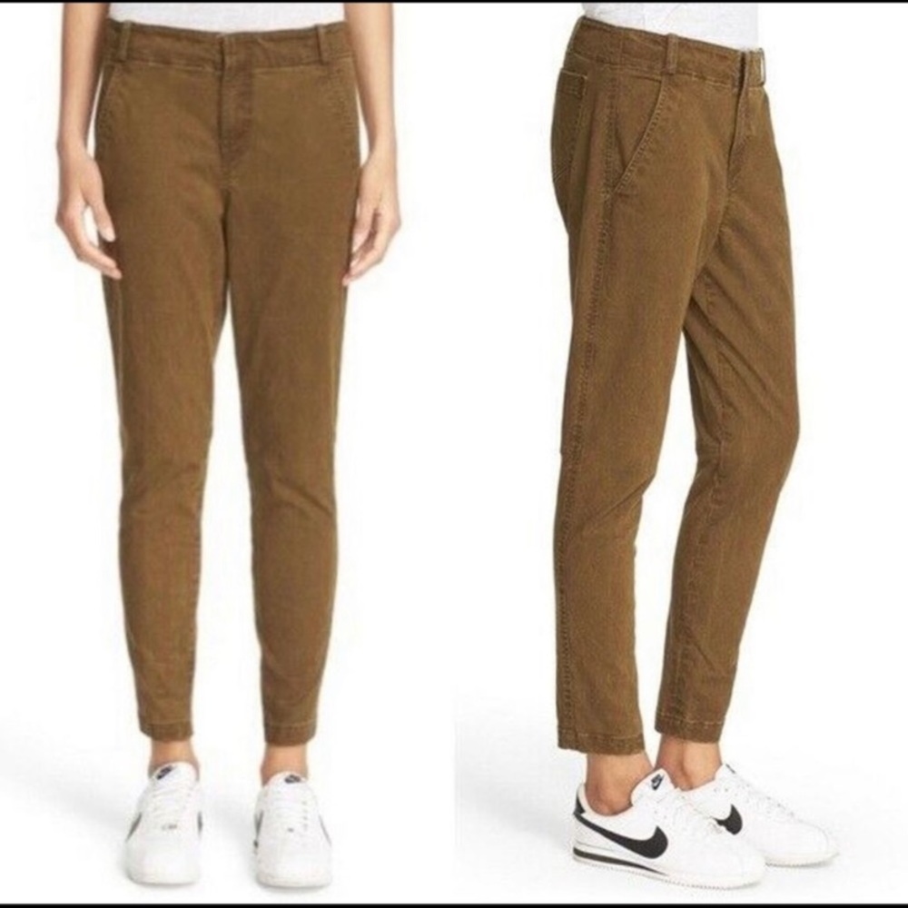 A.L.C Olive Khaki Green Straight Leg Stretch Twill Utility Military Pants Cargo - Picture 2 of 8